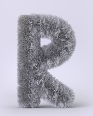 3d render of English alphabet in the form of fluffy letters. Letters with long pile
