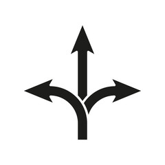 Three way direction arrow icon. Vector illustration. EPS 10. - obrazy, fototapety, plakaty