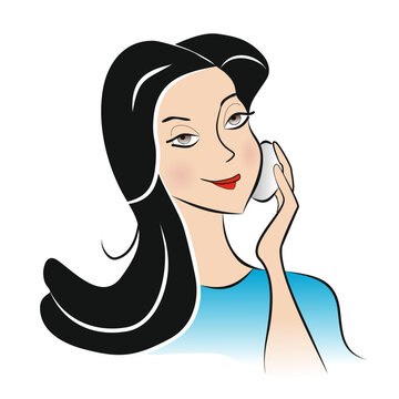 Mulher se maquiando  desenho vetor