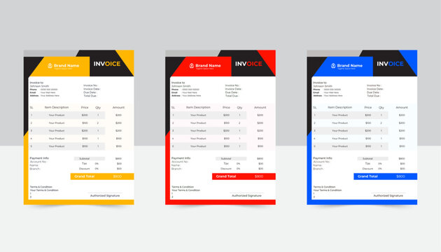Minimal Corporate Business Invoice design template vector illustration bill form price invoice. Creative invoice template vector. business stationery design payment agreement design template
