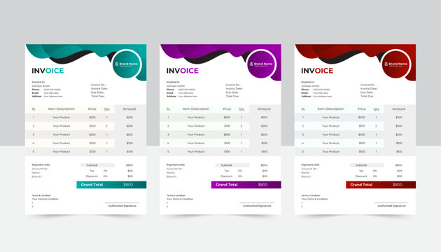 Minimal Corporate Business Invoice design template vector illustration bill form price invoice. Creative invoice template vector. business stationery design payment agreement design template
