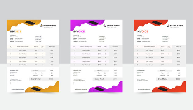 Minimal Corporate Business Invoice design template vector illustration bill form price invoice. Creative invoice template vector. business stationery design payment agreement design template