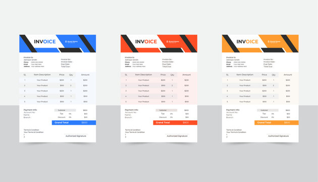 Minimal Corporate Business Invoice design template vector illustration bill form price invoice. Creative invoice template vector. business stationery design payment agreement design template
