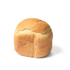 Homemade bread from bread machine isolated on white background