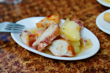 octopus salad tapas in the spanish pub