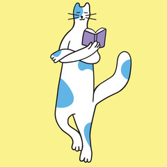 cat in vector.business icon in doodle style. illustration of human cat. Template for logo sticker poster icon app website. A series of furry cats on the topic of business and life.