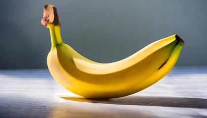 Professional Photography of a Fresh and Ripe Banana on a White Background, Food Presentation, Digital Art.