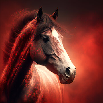 Detailed Portrait of a Scarlet Stallion