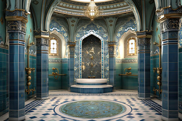 Highly detailed and photorealistic image of a traditional Turkish hammam - obrazy, fototapety, plakaty