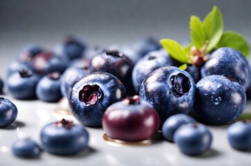 Blueberries on an isolated white background, superfood