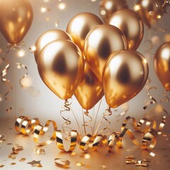 gold balloons confetti