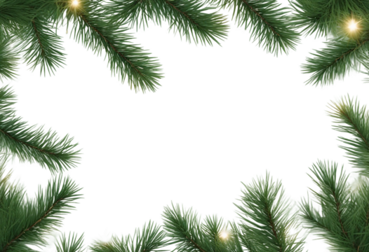 Green pine twigs in a Christmas garland isolated on transparent background - Powered by Adobe