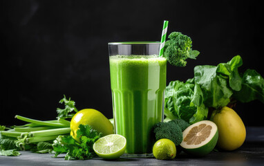 Healthy green smoothie made out of fresh celery
