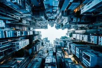 drone-view of a futuristic urban