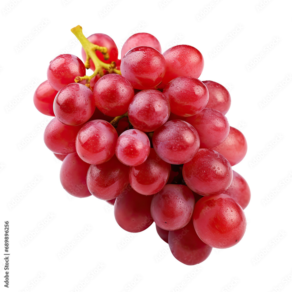 Poster isolated red grape with transparent background, full depth of field.