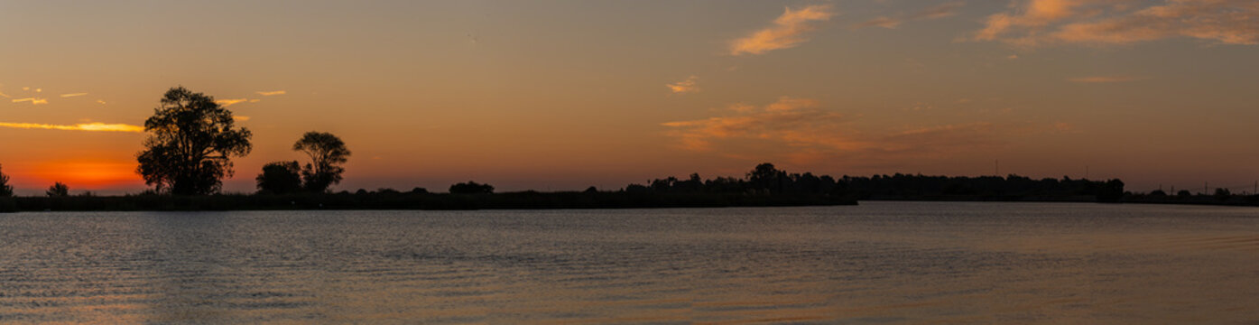 Northern California delta in Isleton, Ca before sunrise with colorful sky