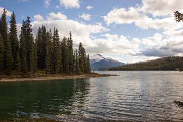 Medicine lake near Jasper in Alberta, Canada