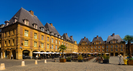Summer view of central square place Ducale in French town of Charleville-Mezieres with surrounded...