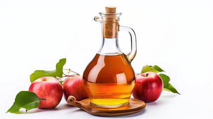 Organic Apple Cider Vinegar on White Background