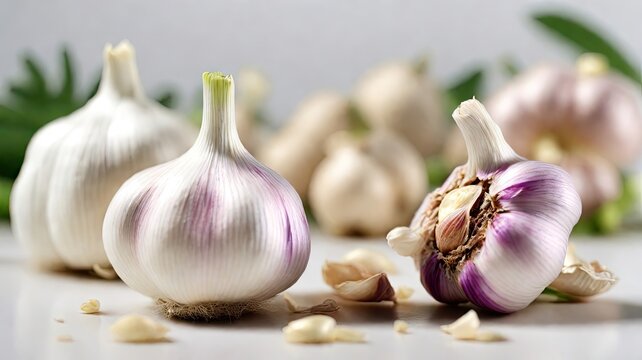 garlic on an isolated white background, superfood