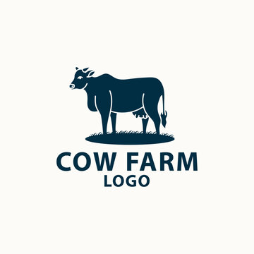 cow farm logo design template