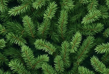 Decorative seamless Christmas pattern or frame with green coniferous branches