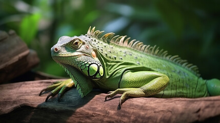 Fototapeta premium Green iguana also known as the American iguana is a lizard reptile in the genus Iguana generative ai