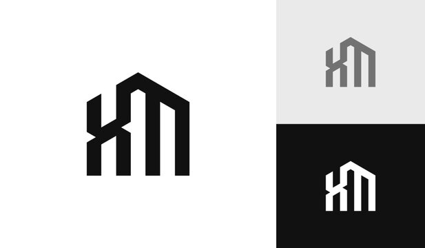 Letter XM initial with house shape logo design