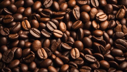 Obraz premium Coffee beans background. Close up of roasted coffee beans.