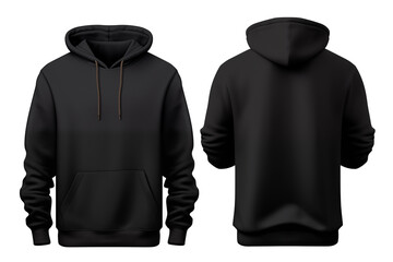 Blank black hoodie template. Hoodie sweatshirt long sleeve with clipping path - obrazy, fototapety, plakaty