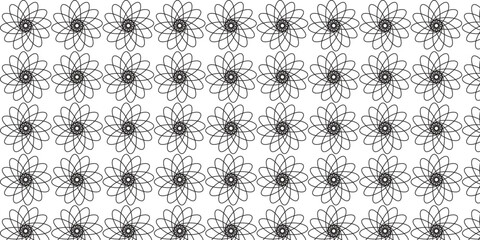 seamless pattern with geometric flowers in black and white