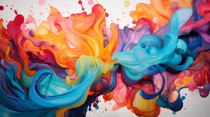 A canvas transformed into a whirlwind of multicolored fluid paint, giving birth to an abstract background that's vibrant, chaotic, and utterly captivating.