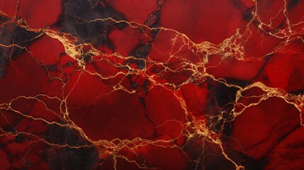 A red and gold marbled texture with veins that look like intricate patterns from a forgotten civilization, shrouded in mystery. - obrazy, fototapety, plakaty