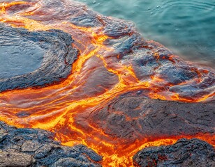 Wallpaper artístico de textura de magma y lava en el océano, fondo de pantalla para banners, webs y recursos gráficos