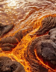 Wallpaper artístico de textura de magma y lava en el océano, fondo de pantalla para banners, webs y recursos gráficos