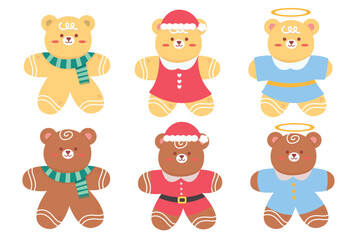 Set of cute gingerbread cookies for christmas