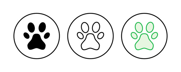 Paw icon set. paw print icon vector. dog or cat paw
