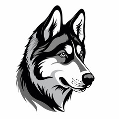 Siberian Husky in cartoon, doodle style. Isolated 2d vector illustration in logo, icon, sketch style, Eps 10. AI Generative