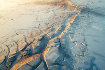 drone-view of a photography of a frozen deserts