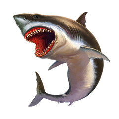Great white shark realistic isolated illustration PNG. - 689905202