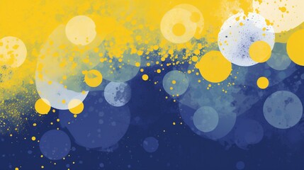  halftone dots in yellow and white. Hints of purple and green add a touch of artistry against a dark blue gradient grunge texture background