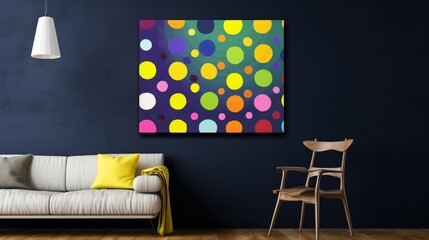 captivating symphony of dots in a pop art style. Yellow and white dominate, with a touch of purple...
