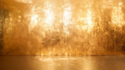  the luminous beauty of a shimmering shiny gold wall reflecting the sunlight.