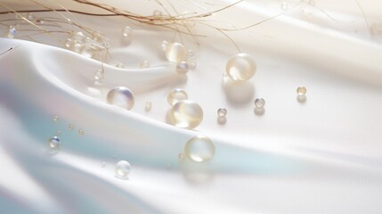  ethereal charm of an iridescent pearl-white background that shimmers like a dream.