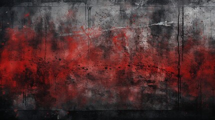 a sinister dimension with a close-up view of a grunge background where black and red converge in a horrifying spectacle. The old concrete wall amplifies the terror.