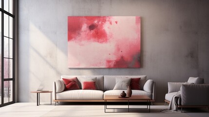 world of abstract art with a stunning combination of coral and burgundy on a textured concrete backdrop.