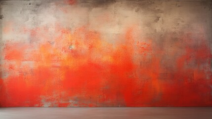 an abstract symphony of bright coral and fiery red on this vintage plastered concrete canvas, a celebration of color and texture.