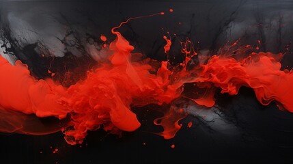  explosion of red ink and the elegance of black acrylic paint, a dynamic contrast of colors and shapes.