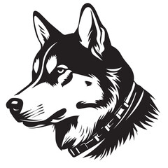 Siberian Husky in cartoon, doodle style. Isolated 2d vector illustration in logo, icon, sketch style, Eps 10, black and white. AI Generative