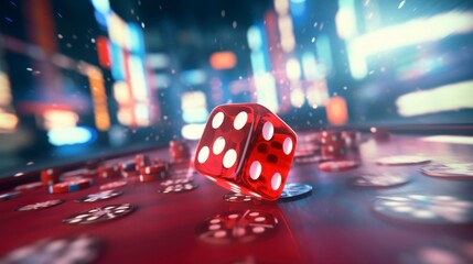 many red dice with white numbers - obrazy, fototapety, plakaty